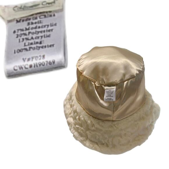 Coldwater Creek Womens Winter Fuzzy Faux Fur Bucket Hat Cream One Size - Picture 2 of 5